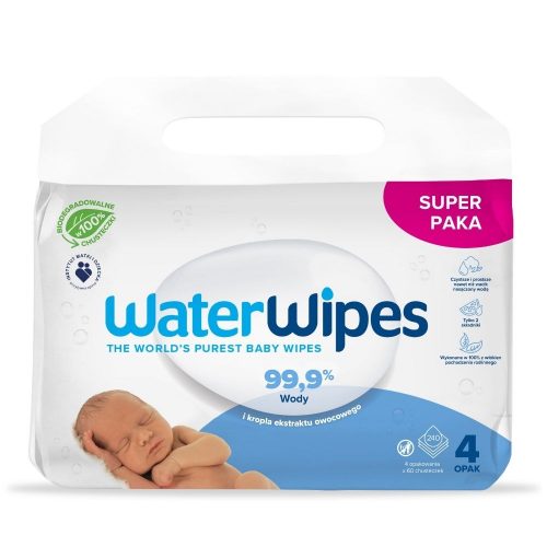 WaterWipes Chusteczki Nawilżane Bio 4x60 szt. od 0+ | Fabryka Wafelków