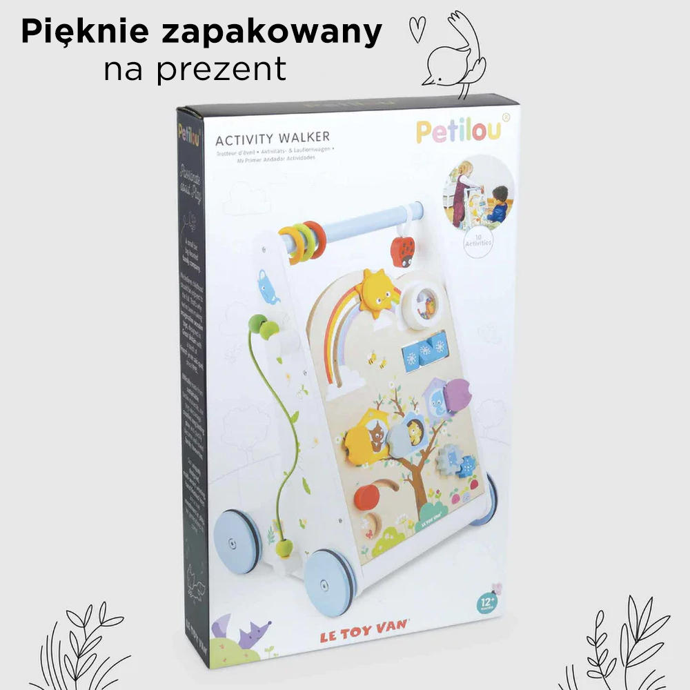 Drewniany chodzik edukacyjny, pchacz, sensoryczna zabawka dzieci Le Toy Van