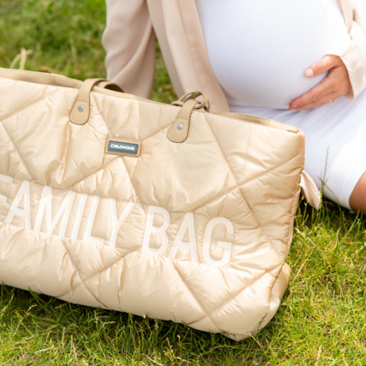 Childhome Torba Family Bag Pikowana Beżowa | Pojemna Torba dla Mamy