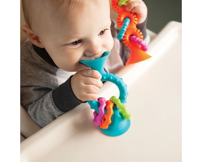 Fat Brain Toy, Bobo Przyssawka Grzechotka Pomarańczowa