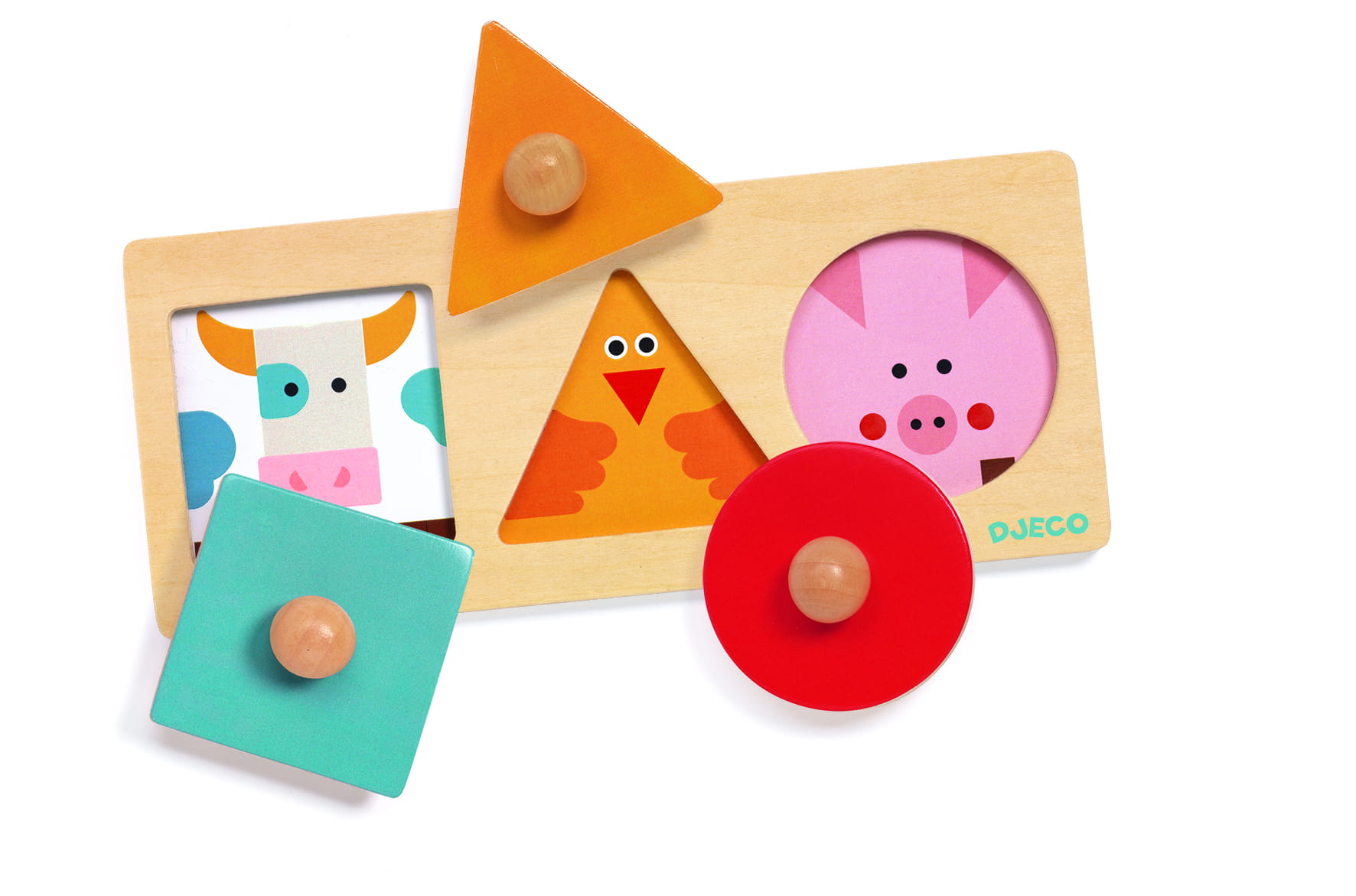 Djeco Układanka Drewniana z Uchwytami FORMA 12m+