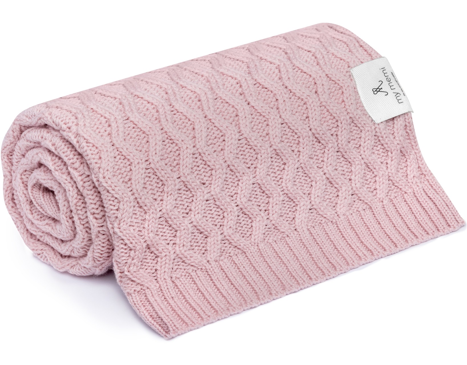 My Memi Kocyk Wełna Merino Vines Powder Pink 0+