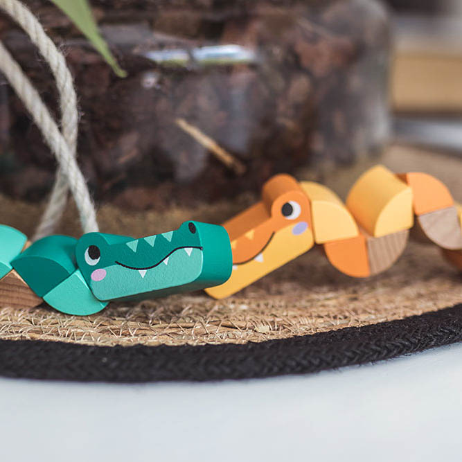 Janod, Drewniana elastyczna układanka Wąż + Krokodyl