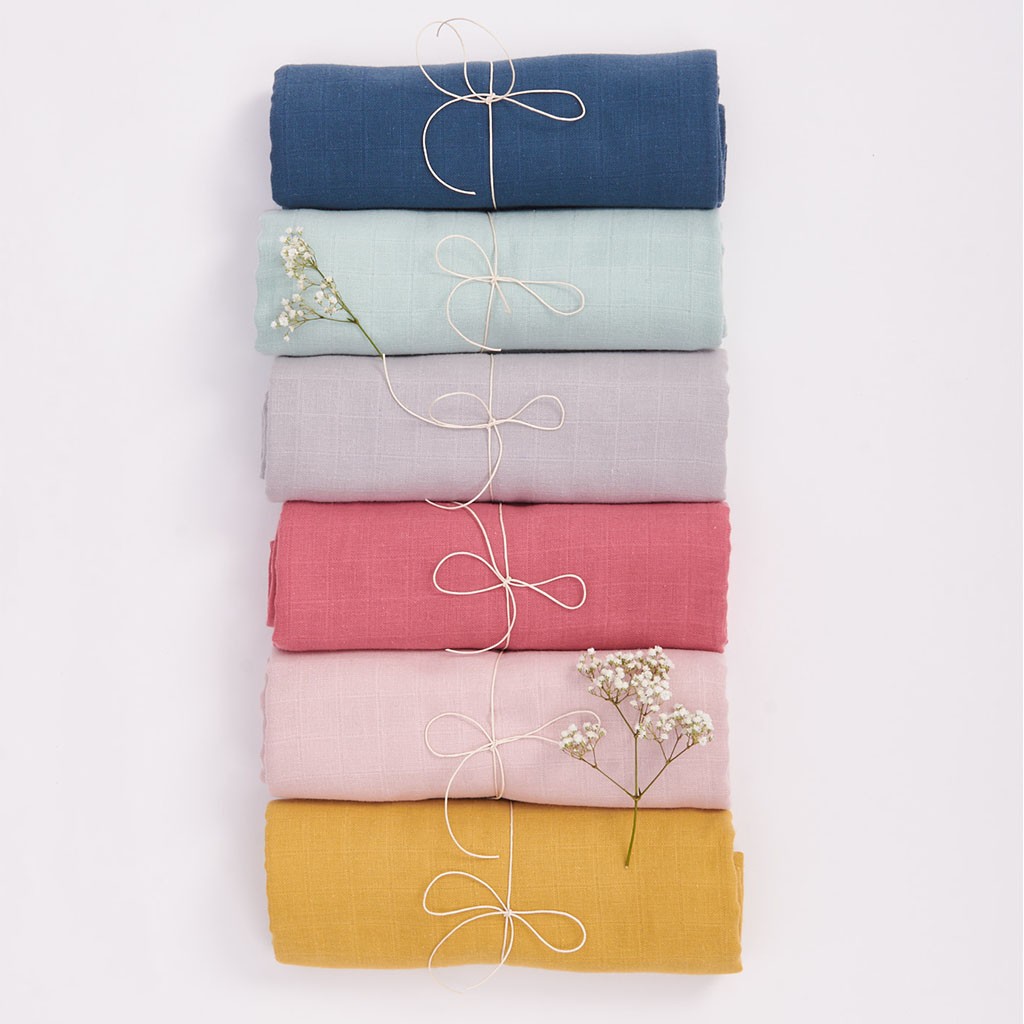 Bimbla Muślinowy Otulacz Bawełna Organiczna Granatowy 100x100