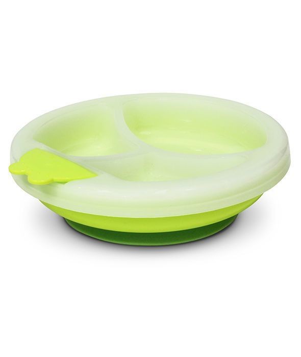 Poupy Talerzyk z Przyssawką Utrzymujący Ciepło Zielony 4m+