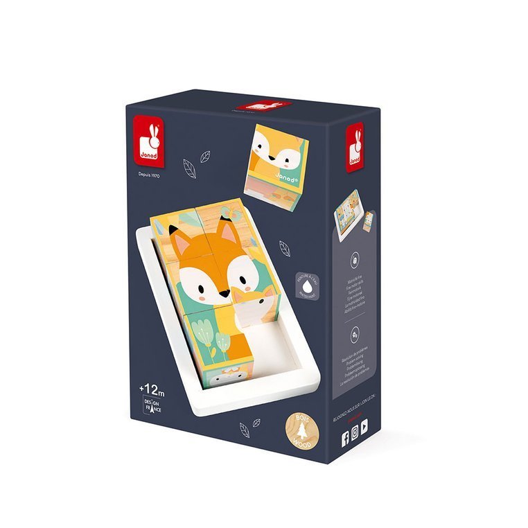 Janod Klocki Drewniane Puzzle Pure 6el 1+