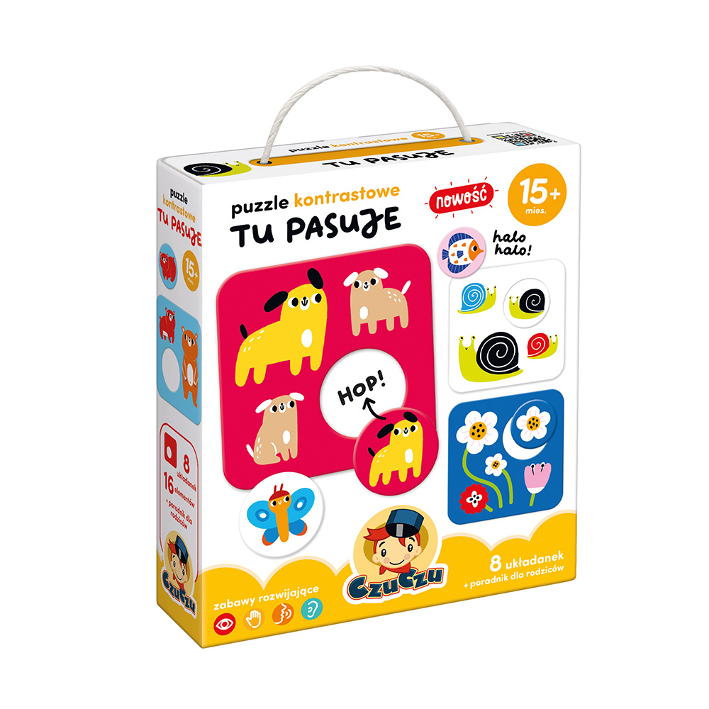 CzuCzu Puzzle kontrastowe z dziurką 15 mies.+