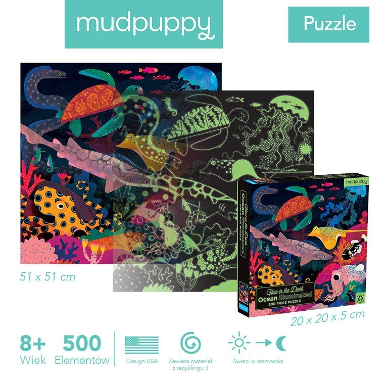 Mudpuppy Puzzle Rodzinne Świecące w Ciemności 500el 8+
