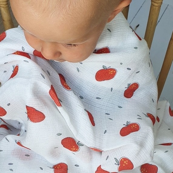 Otulacz muślinowy Pink No More APPLES 120x120cm