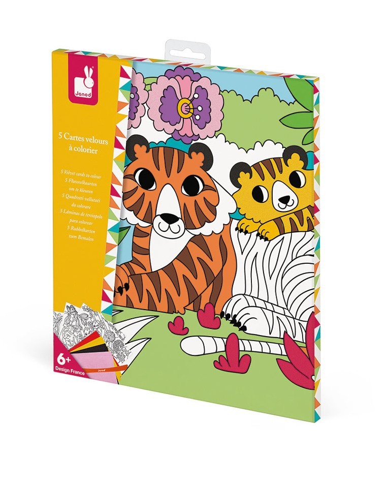 Janod Zestaw Kreatywny Aksamitne Karty Tropikalna Dżungla 6+