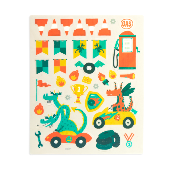 Ooly, Naklejki Wielorazowe Play Again - Wyścigi Smoków