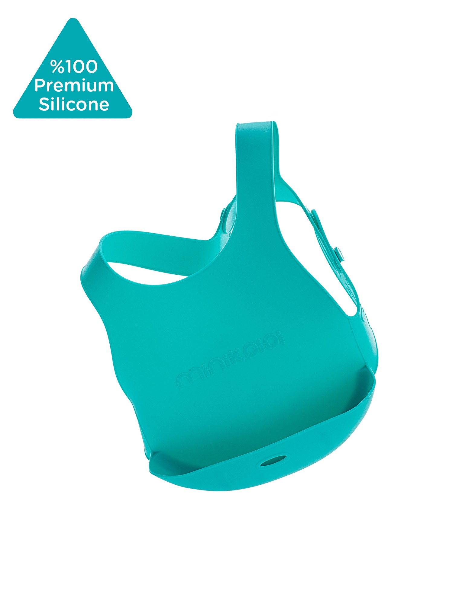 Minikoioi – śliniak silikonowy z kieszonką i zapięciem na plecach Zielony 