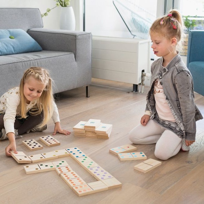 Domino Drewniane XL Kolorowe Edukacyjne 2+