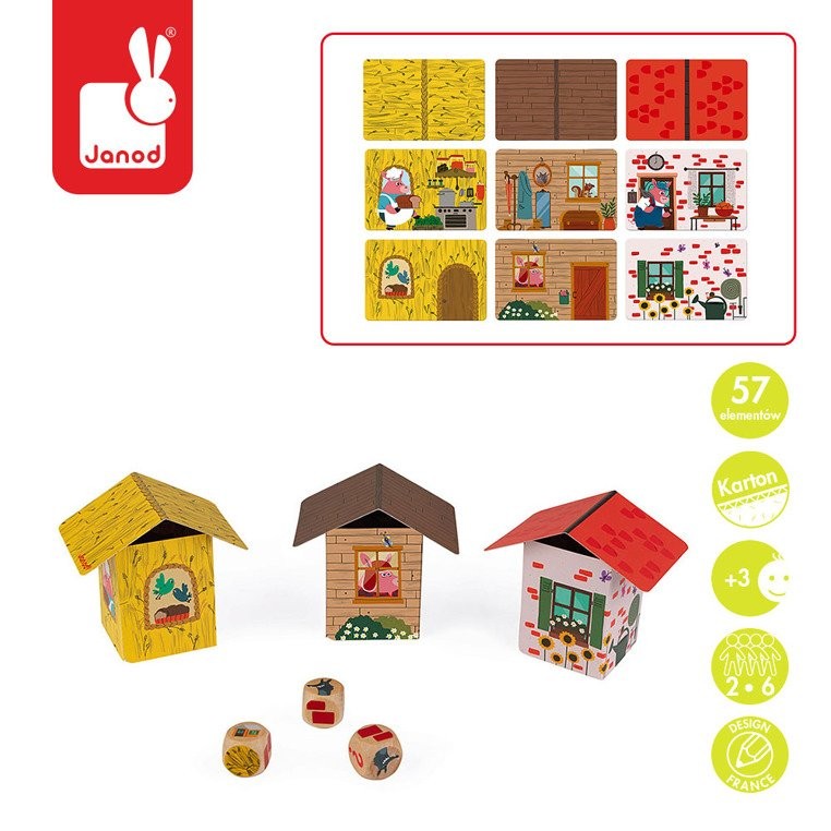 Janod Gra zręcznościowa Trzy świnki 3+ lat