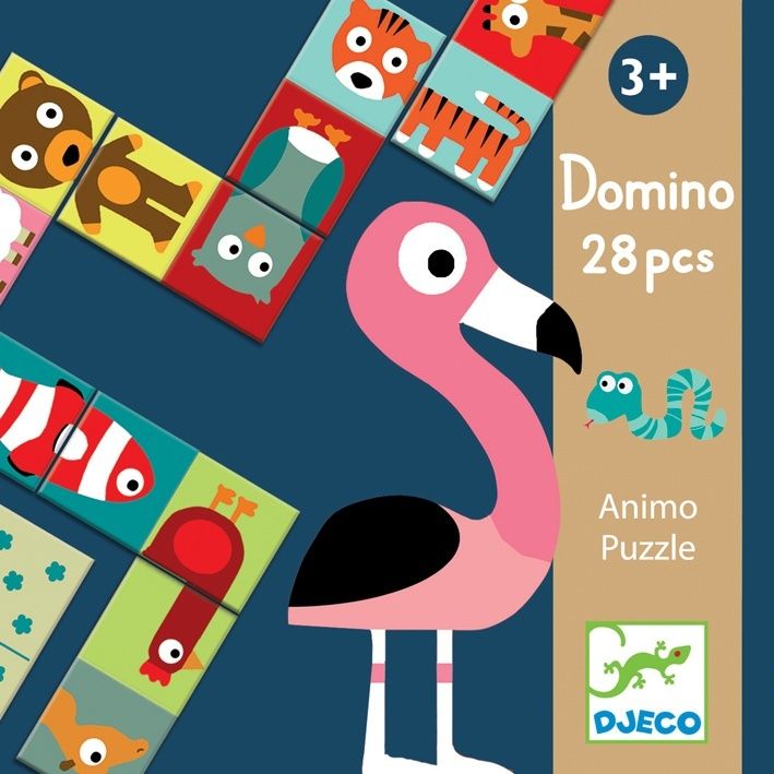 Djeco Domino Animo Drewniane Domino Zwierzątka 3+