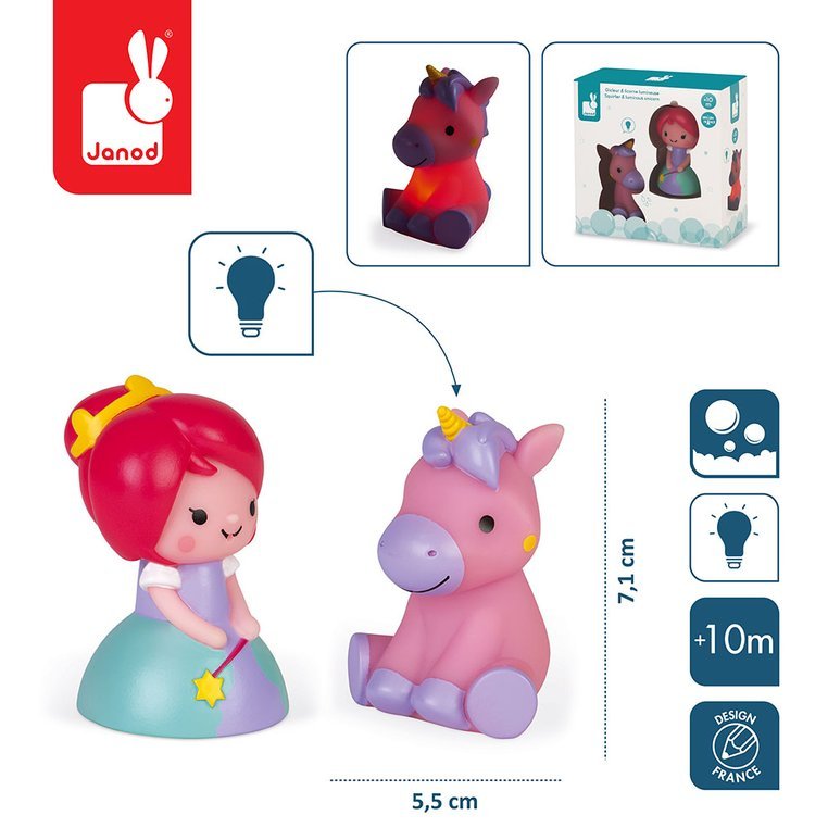 Janod Figurki do kąpieli Księżniczka i Jednorożec 10m+