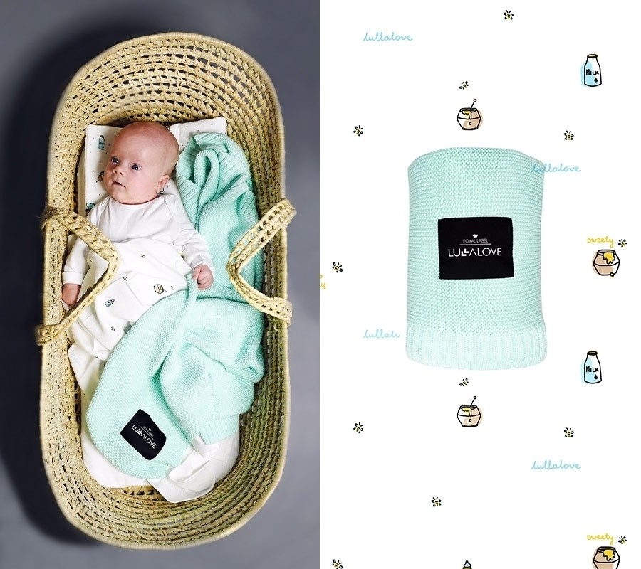 Lullalove Koc Bambusowy Miętowy 100x120 cm