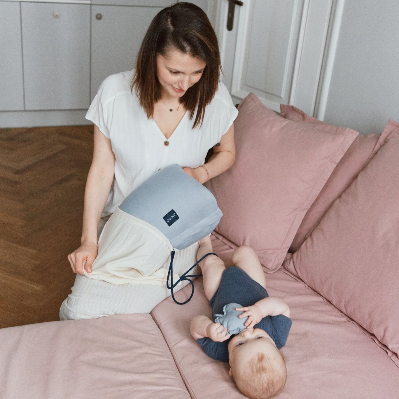 Poofi Poduszka do karmienia na rękę - dusty blue