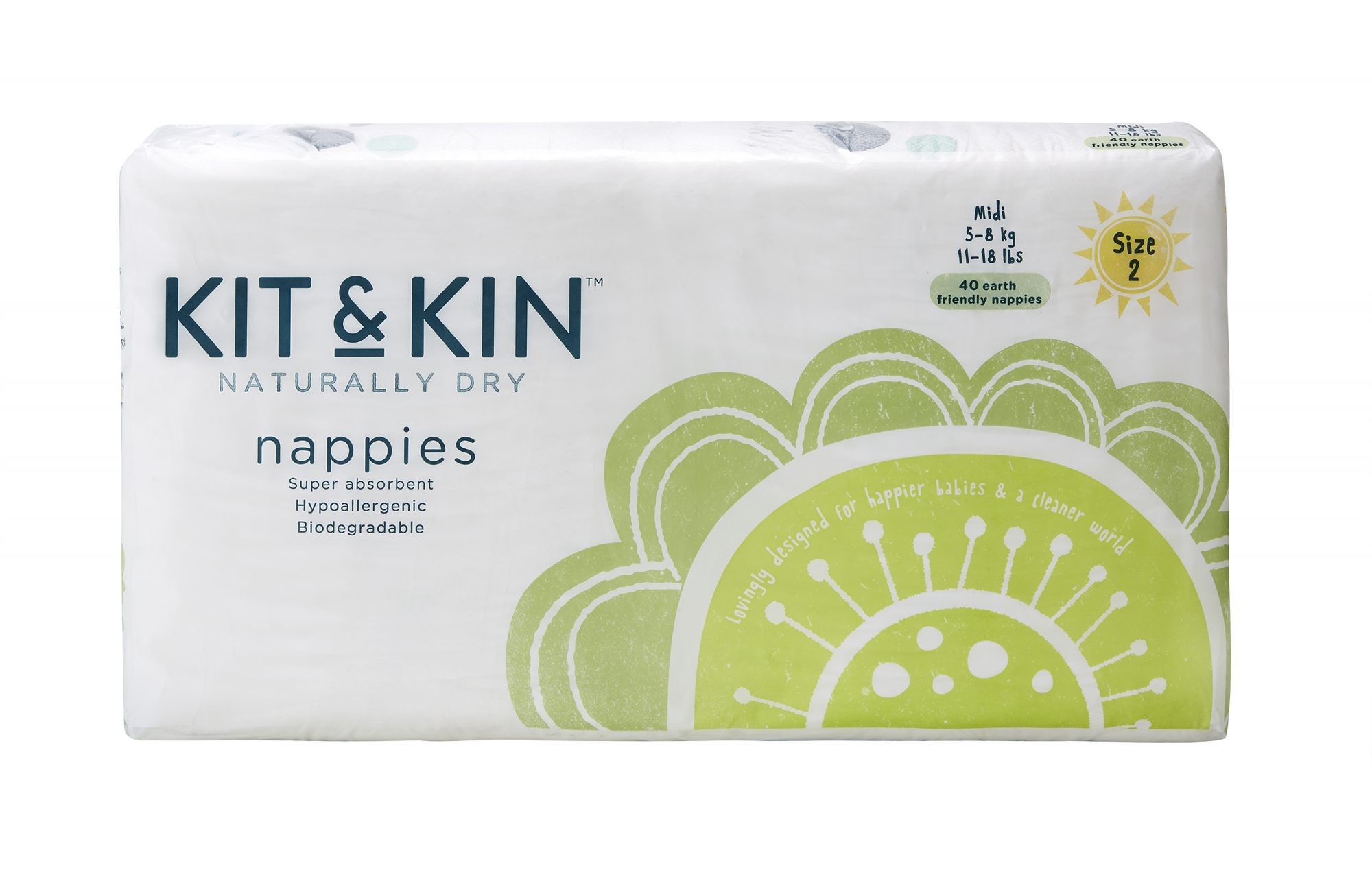 Kit and Kin Biodegradowalne Pieluszki Midi (5-8kg) 40 szt.