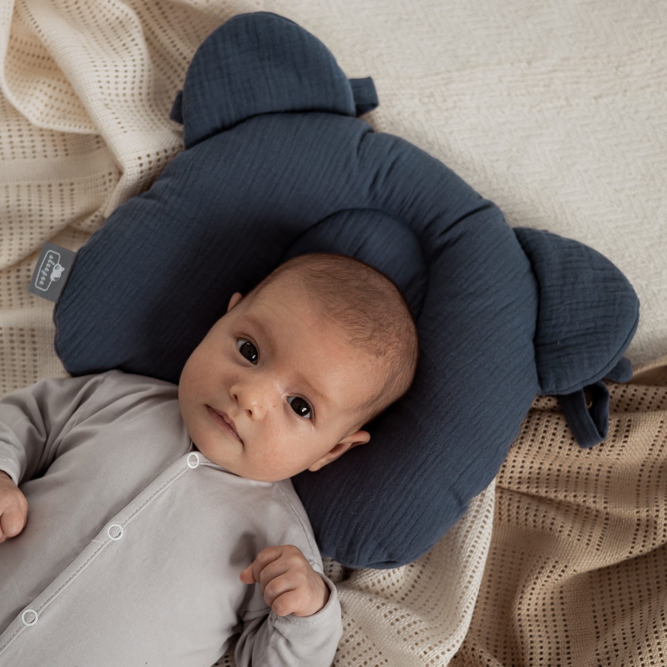 Sleepee, Poduszka muślinowa z wgłębieniem na główkę  Grey