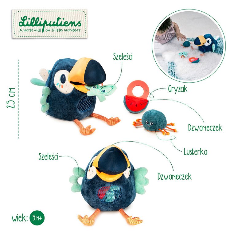Lilliputiens Tukan Pablo Przytulanka Aktywizująca 0+