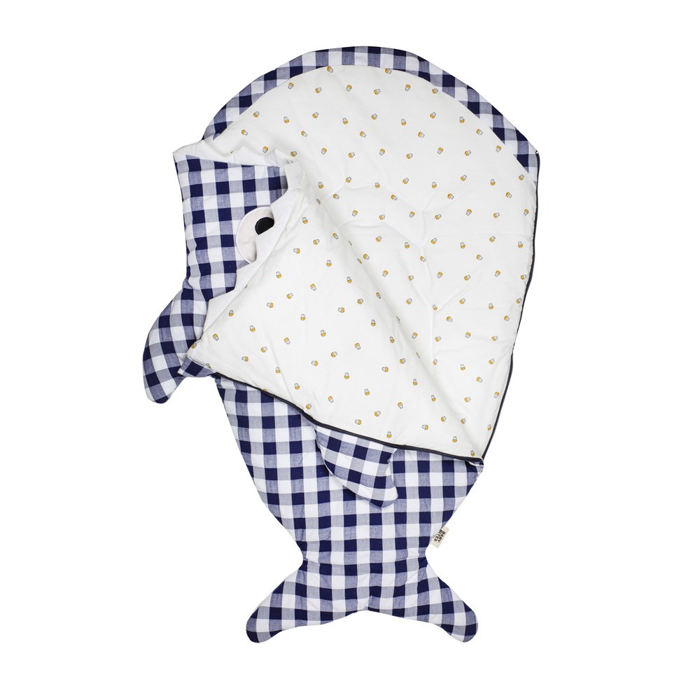 Baby Bites, Śpiworek letni Shark (1-18 miesięcy) Blue Vichy