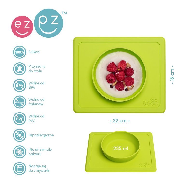 EZPZ Miseczka z Podkładką 2w1 Mini Bowl Zielona