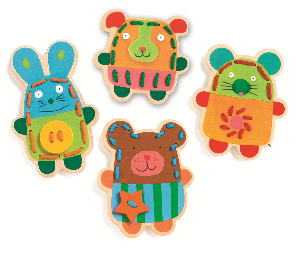 Djeco Drewniane Sznurowanki Zwierzątka 2+ | Zręcznościowe