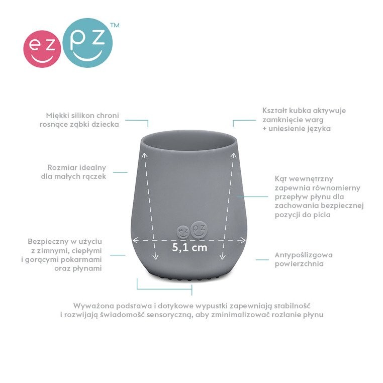 EZPZ First Foods Set Naczynia Silikonowe Szare 6m+