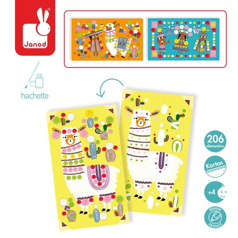 Janod Zestaw Artystyczny Pompony Lamy 3+