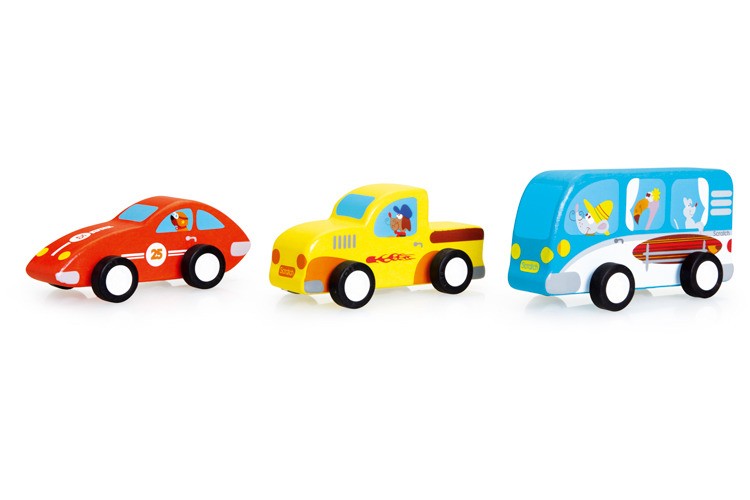 Scratch 3 Drewniane Samochody Pull-back 3+