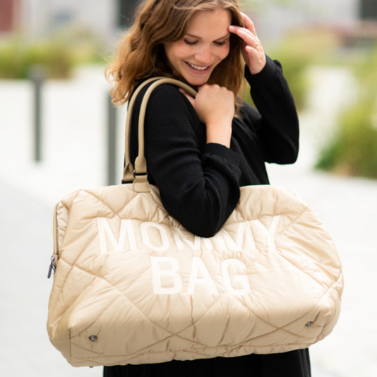 Childhome Torba Mommy Bag Pikowana Beżowa | Organizer