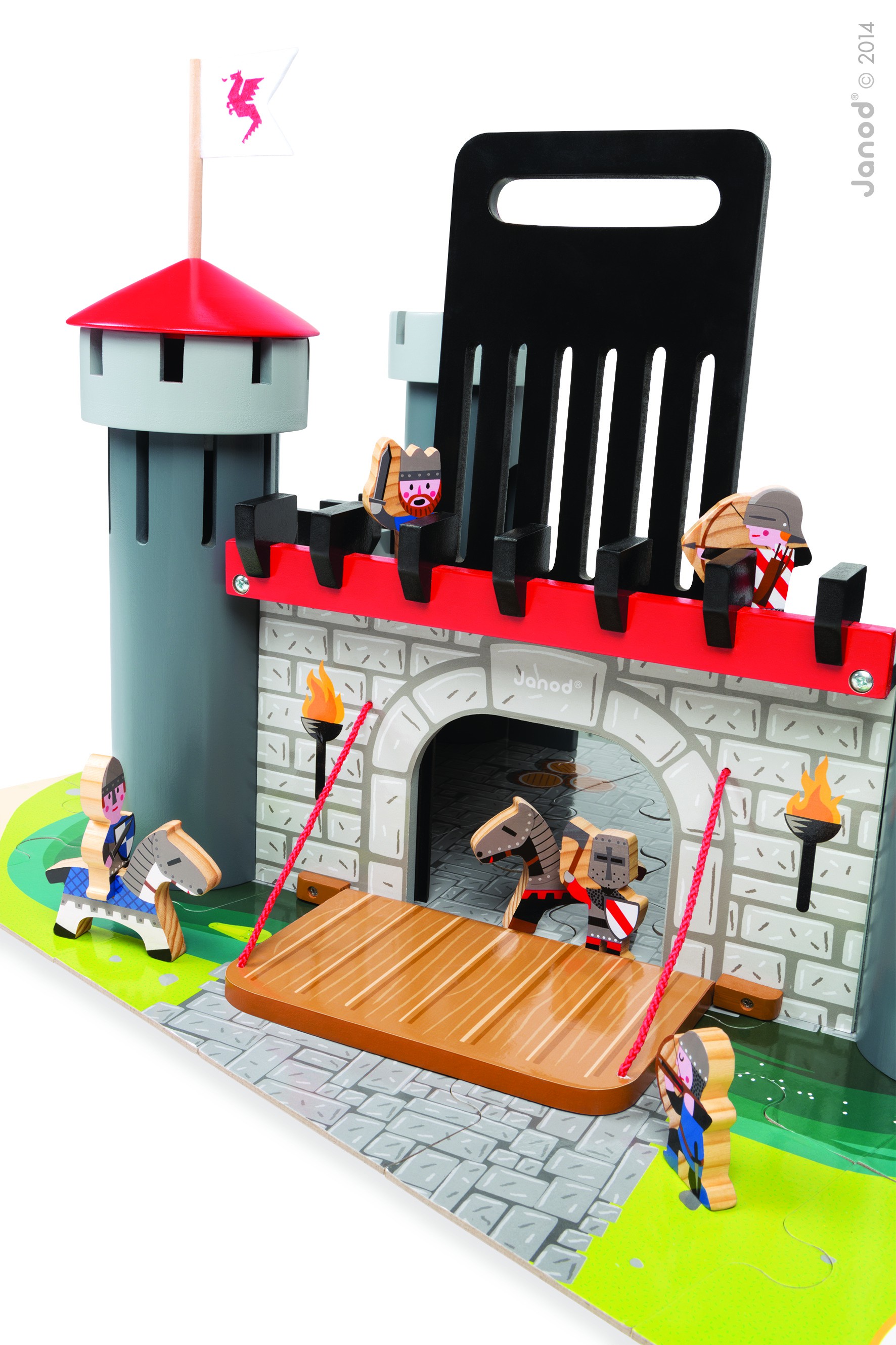 Janod Zamek Rycerski Drewniany z 9 Akcesoriami 3+