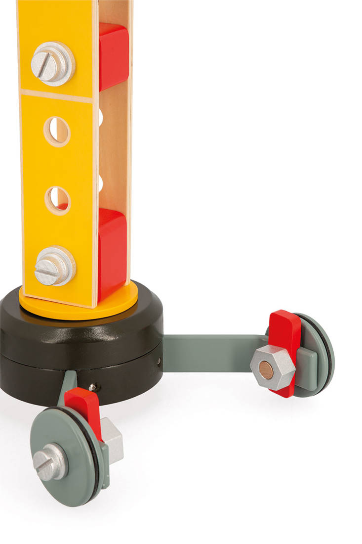 Janod Drewniany Dźwig Budowlany z Narzędziami 3+