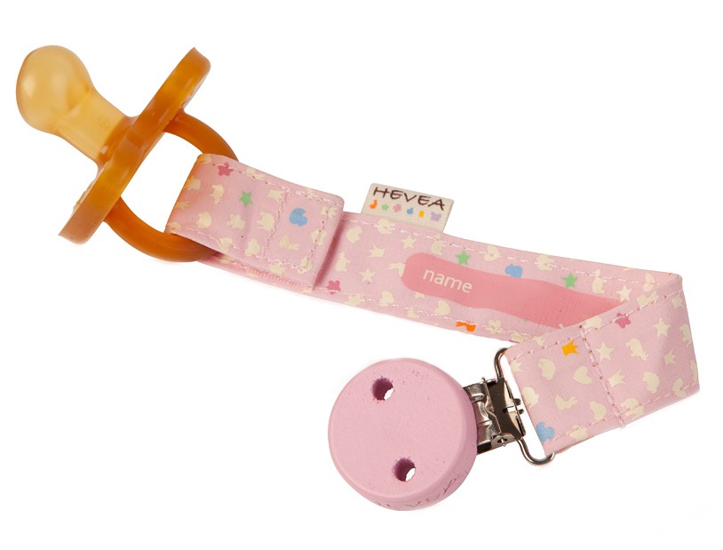 HEVEA Zaczep do smoczka - Różowy, Bawełna Organiczn | 0+