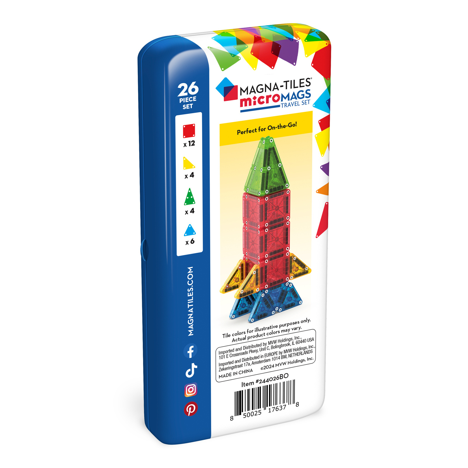 Magna-Tiles Klocki Magnetyczne Travel microMAGS 26 el. 3+