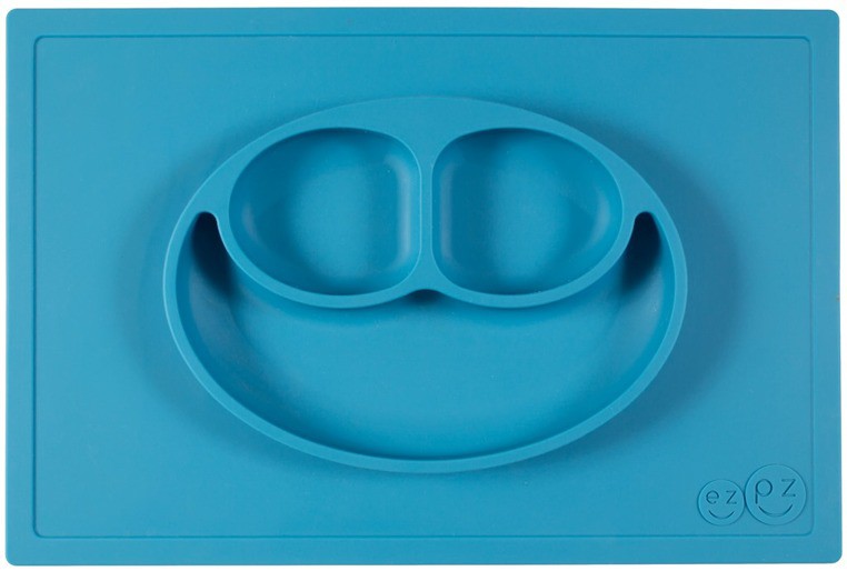 EZPZ Talerzyk z Podkładką Happy Mat Niebieski 6m+