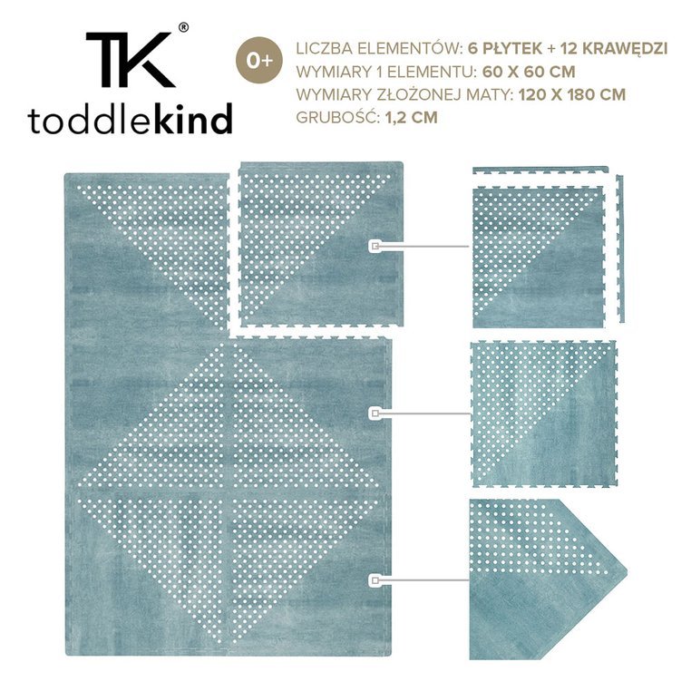 Toddlekind Mata Piankowa Puzzle Earth Marine Blue 0+ | Fabryka Wafelków