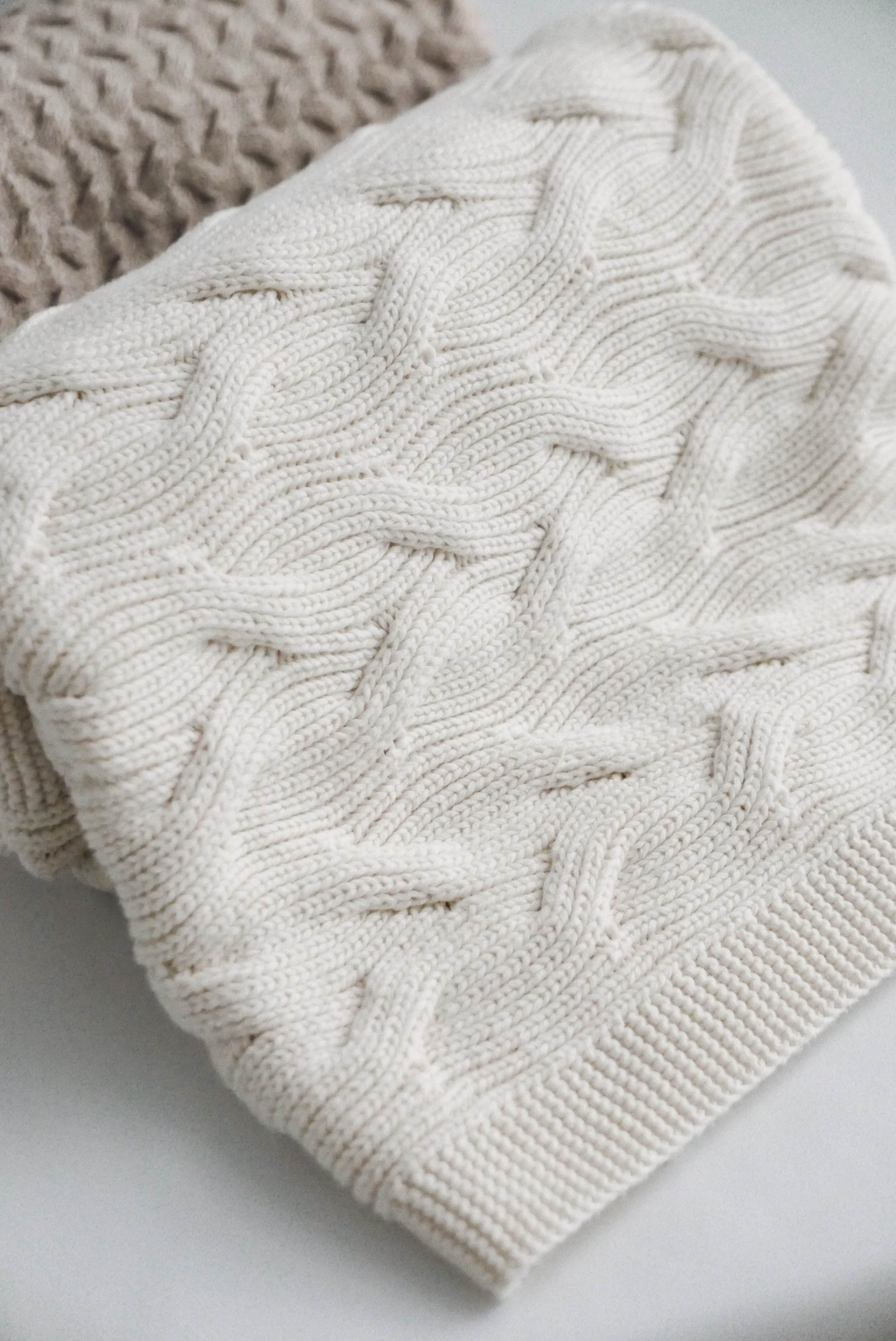  ooh noo Bawełniany kocyk niemowlęcy Warkocze kremowy 75×90 cm