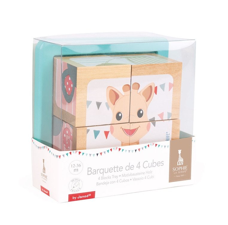 Janod Puzzle Klocki 6w1 Żyrafka Sophie 12m+