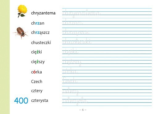 Słowniczek ortograficzny Wydawnictwo Adamada ćwiczenia 6+