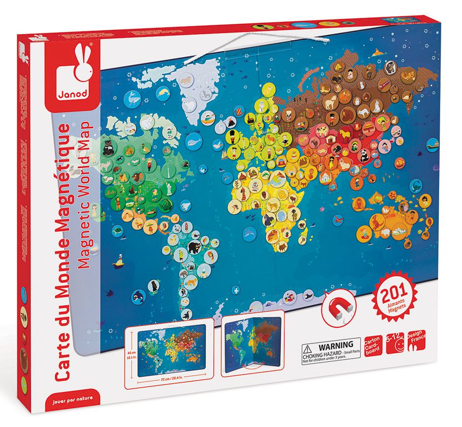 Janod Magnetyczna Mapa Zwierzęta Świata 3+