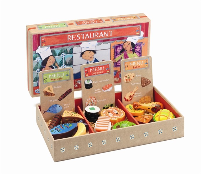 Djeco, drewniany zestaw do zabawy w restaurację