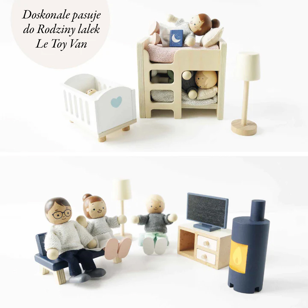 Drewniane mebelki do domku dla lalek duży zestaw startowy | Le Toy Van