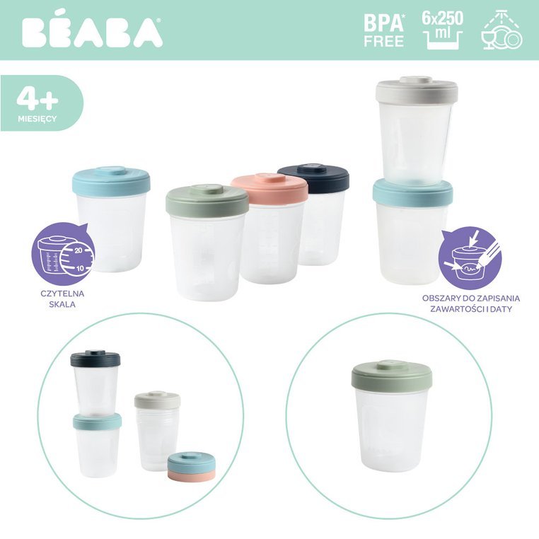 Beaba Zestaw 6 Słoiczków do Przechowywania Clip 6x250ml
