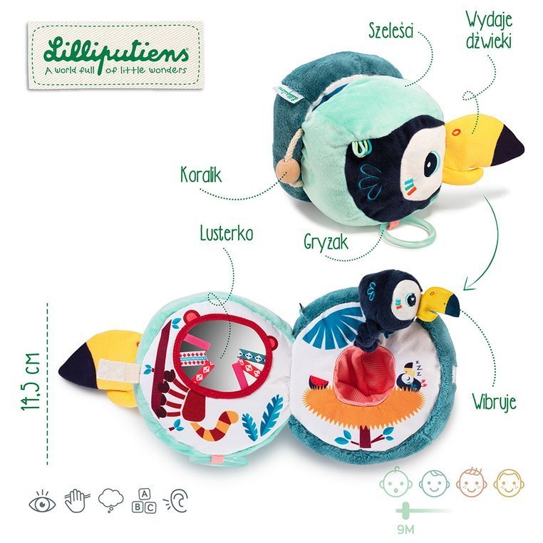 Lilliputiens Tukan Pablo Przytulanka Aktywizująca 9m+