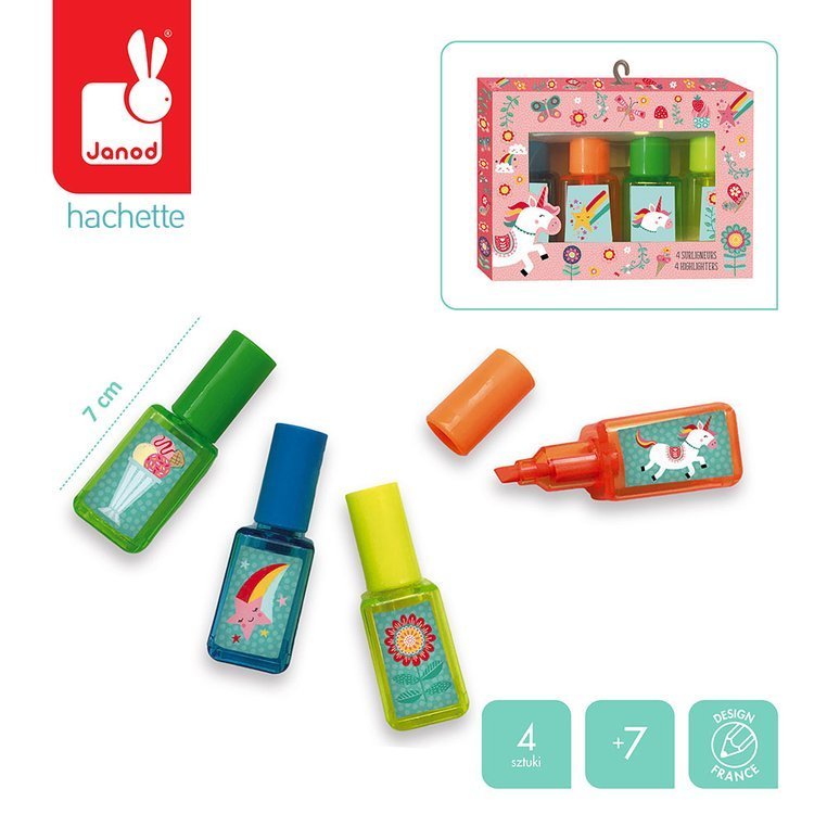 Janod Zestaw Zakreślaczy Jednorożec 4 szt. 7+