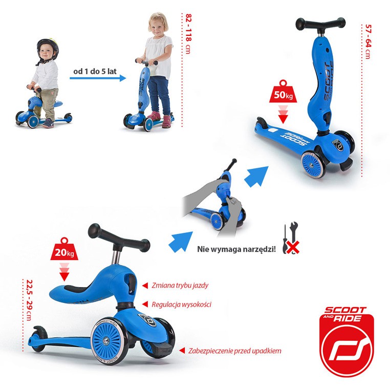 Scoot & Ride Highwaykick 2w1 Jeździk/Hulajnoga 1-5 lat Blue