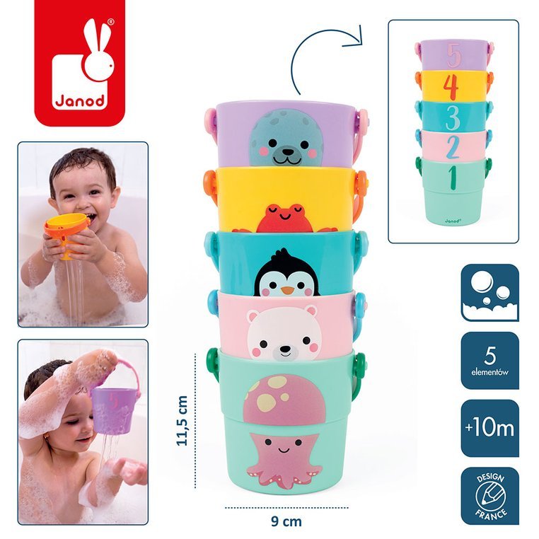 Janod Wiaderka do Kąpieli Zwierzątka 5 el. 10m+