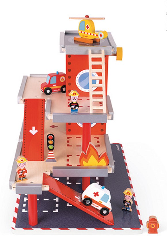 Janod Remiza Garaż Drewniany z Akcesoriami 3+